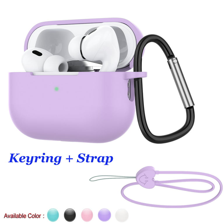 AirPods Pro 2 Silicone Case, AirPods Case with Keychain / Silicone Strap,  Njjex Shockproof Protective Premium Silicone Cover Skin for Apple Airpods  Pro 2nd Generation - Light Purple 