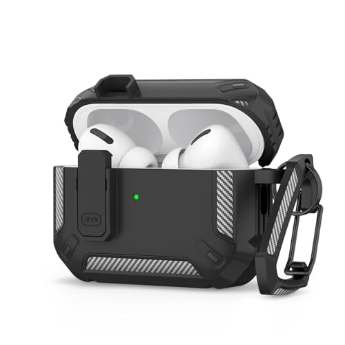 for AirPods Pro 2nd/1st Generation Case Cover with Secure Lock, Automatic Pop-up Full Protection Hard Protective Case for AirPods Pro 2 (2023/2022/2019) (Black)