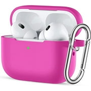 AirPods Pro 2nd Gen Case [Front LED Visible], Entronix Silicone Protective Shockproof Earbuds Case Cover Skin with Keychain Kit Set Compatible for Apple AirPods Pro 2nd Generation Hot Pink