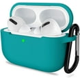 thumbnail image 1 of AirPods Pro 2nd Generation Case Cover, Protective Silicone Skin Accessories with Keychain for Women Men for Apple AirPods Pro Gen 2(2022), Front LED Visible-Teal, 1 of 5