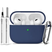 for AirPods Pro Case Cover with Cleaner Kit,Soft Silicone Protective Case for AirPods Pro 2nd/1st Generation for Women Men,AirPod Pro 2 Case Accessories with Keychain-Midnight Blue