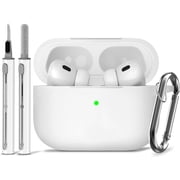 for AirPods Pro Case Cover with Cleaner Kit,Soft Silicone Protective Case for Apple AirPod Pro 2nd/1st Generation Case for Women Men,AirPods Pro 2/Pro Case Accessories with Keychain-Black