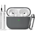 thumbnail image 1 of for AirPods Pro Case Cover with Cleaner Kit,Soft Silicone Protective Case for Apple AirPod Pro 2nd/1st Generation Case for Women Men,AirPods Pro 2/Pro Case Accessories with Keychain-Black, 1 of 13