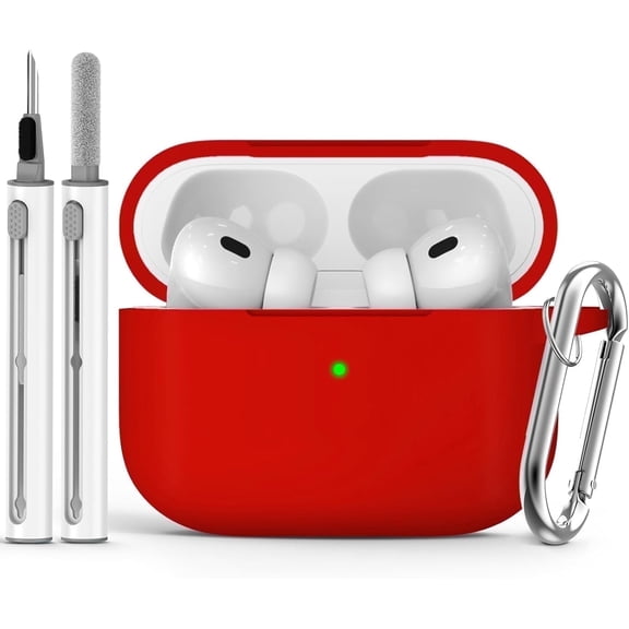 for AirPods Pro Case Cover with Cleaner Kit,Soft Silicone Protective Case for Apple AirPod Pro 2nd/1st Generation Case for Women Men,AirPods Pro 2/Pro Case Accessories with Keychain-Black