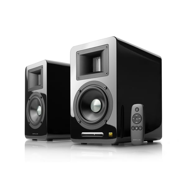 AirPulse A100 Hi-Res Audio Certified Active Speaker System Built-in Amplifier Optical, Coaxial, Bluetooth 4.1 aptX, RCA, AUX, and USB Inputs - Pair Black