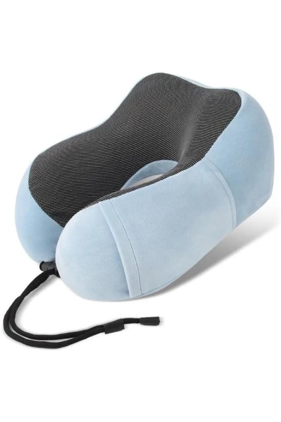 AirRest Memory Foam Travel Pillow (Light Blue)