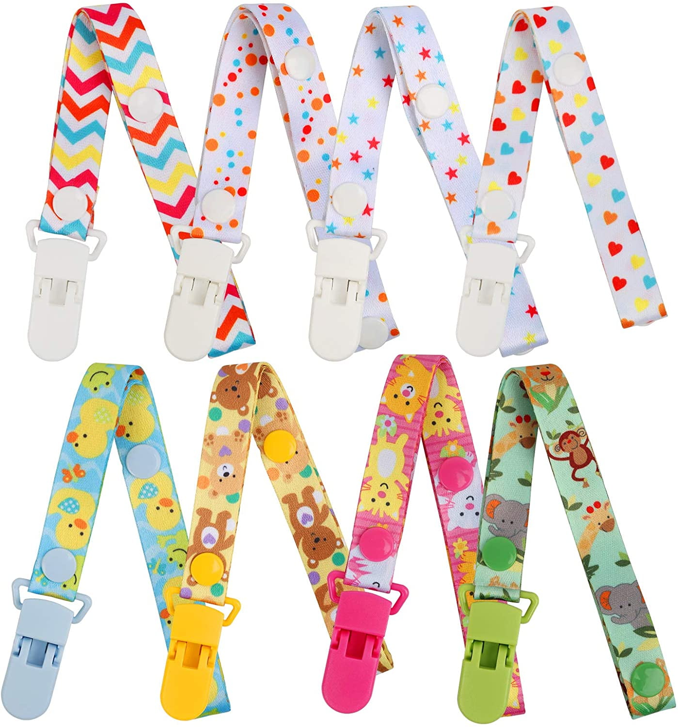 AirSMall 8 Pack Babies Dummy Clips,Baby Pacifier Holder Straps