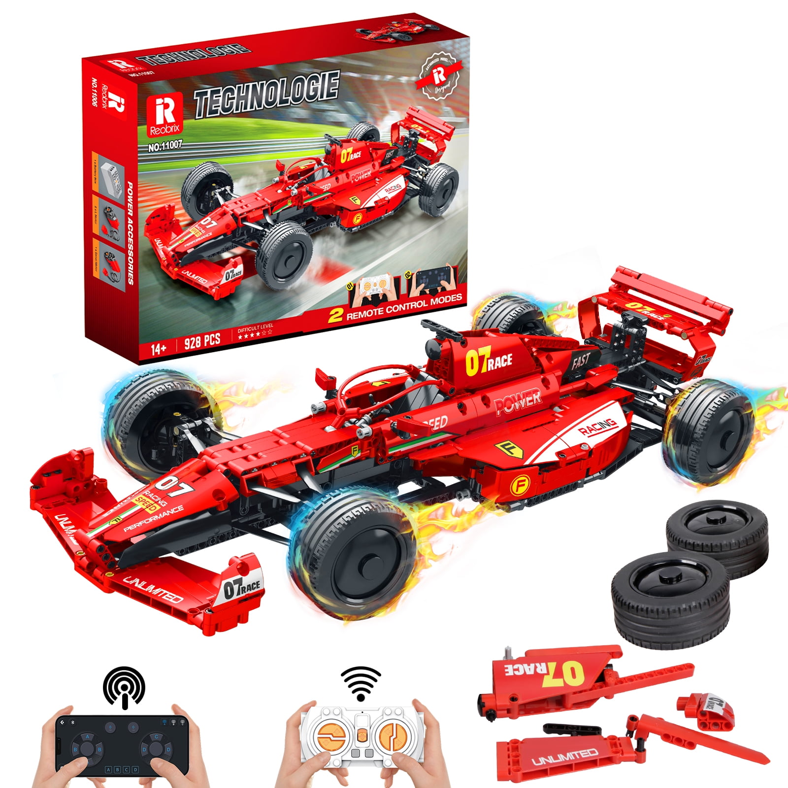 AirSMall 928 Pcs Race Car Building Block Set and Engineering Toys, Remote Control Race Car Educational Toys Learning Building Kits, Building Toys Christmas Gifts for Kids and Adults 22 x 10 x 5 In