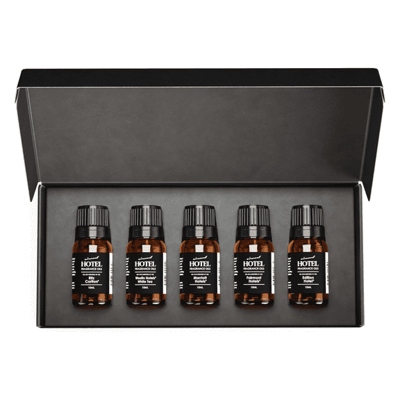 AirScent Hotel Diffuser Oil Gift Set - 5 Pack 10 mL Fragrance Oil Set - Inspired by Ritz Carlton, Westin White Tea, Marriott, Fairmont and The Edition Hotel Scent