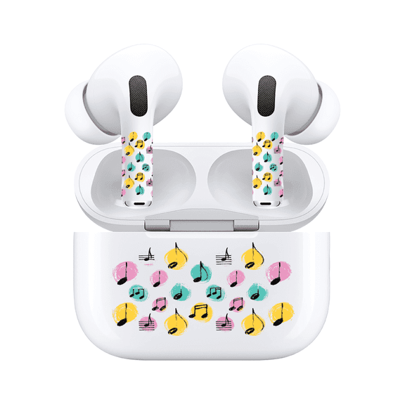 AirSkins Colorful Music Decal: Cute Aesthetic Headphone Skin with Music Note Stickers for AirPod Case & AirPods Pro 2 Case, New