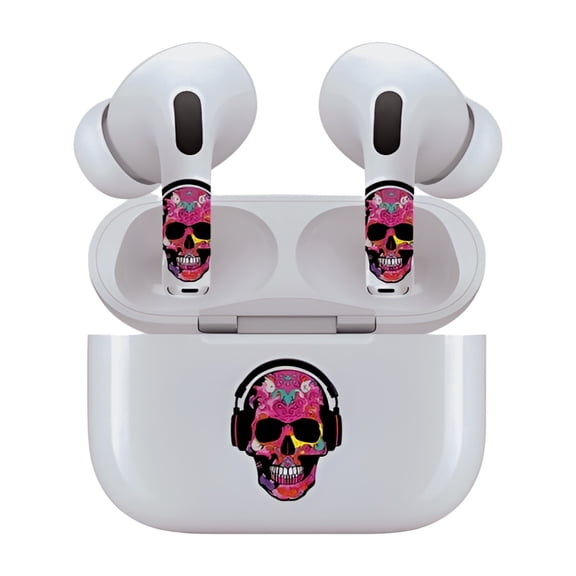 AirSkins - Decals for AirPods 3, Pink Rocker Skull Design, Scratch-Resistant, Precision Fit, Wireless Charging Friendly, Easy Application, Durable Protection for Earbuds & Case - Unit per pack