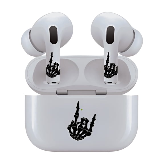 AirSkins - Decals for AirPods 3, Rock On Skeleton Hand Design, Scratch-Resistant, Precision Fit, Wireless Charging Friendly, Easy Application, Durable Protection for Earbuds & Case - Unit per pack
