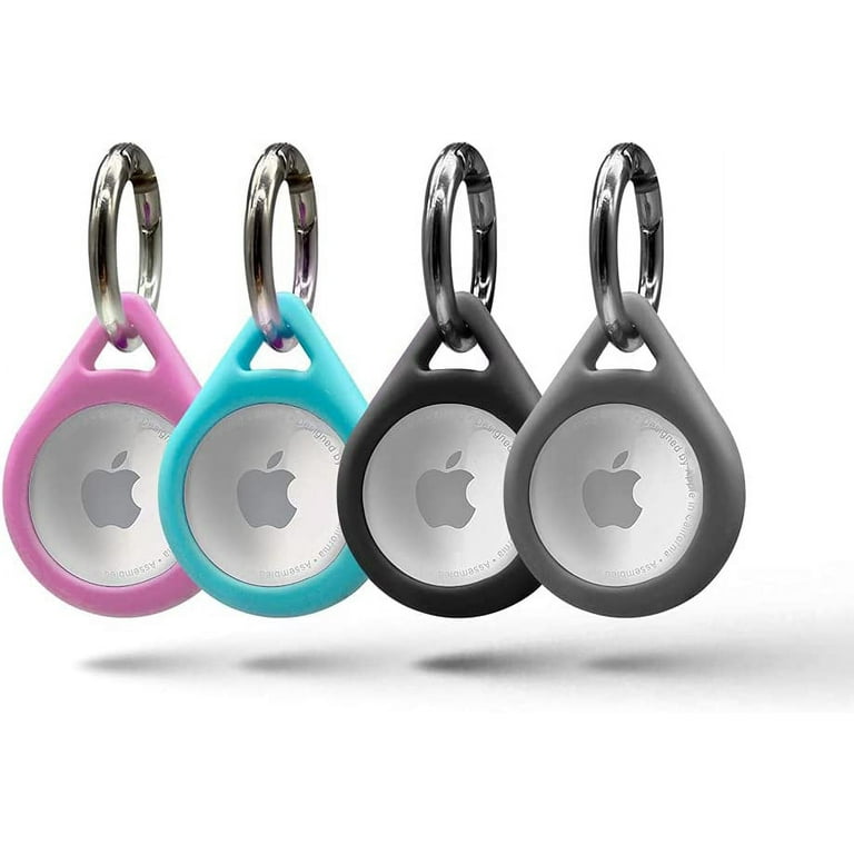 AirTag Case - Silicone Air Tag Holder with Carabiner Keychain Clip, AirTag  Holder by (Black/Light Pink/Tiffany Blue/Metal Gray (4 Pack)) 