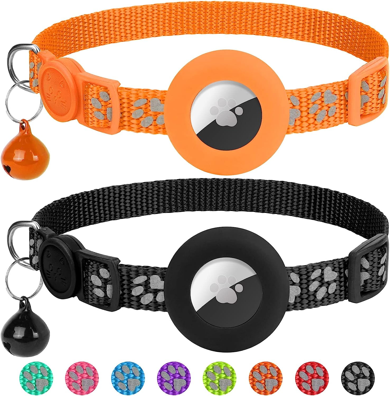 AirTag Cat Collar, 2 Pack Reflective Kitten Collar with Waterproof Air