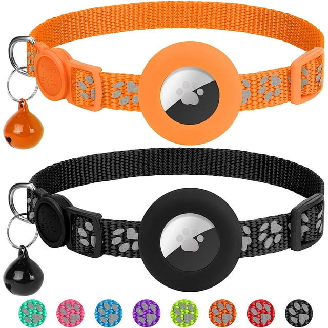AirTag Cat Collar, 2 Pack Reflective Kitten Collar with Waterproof Air