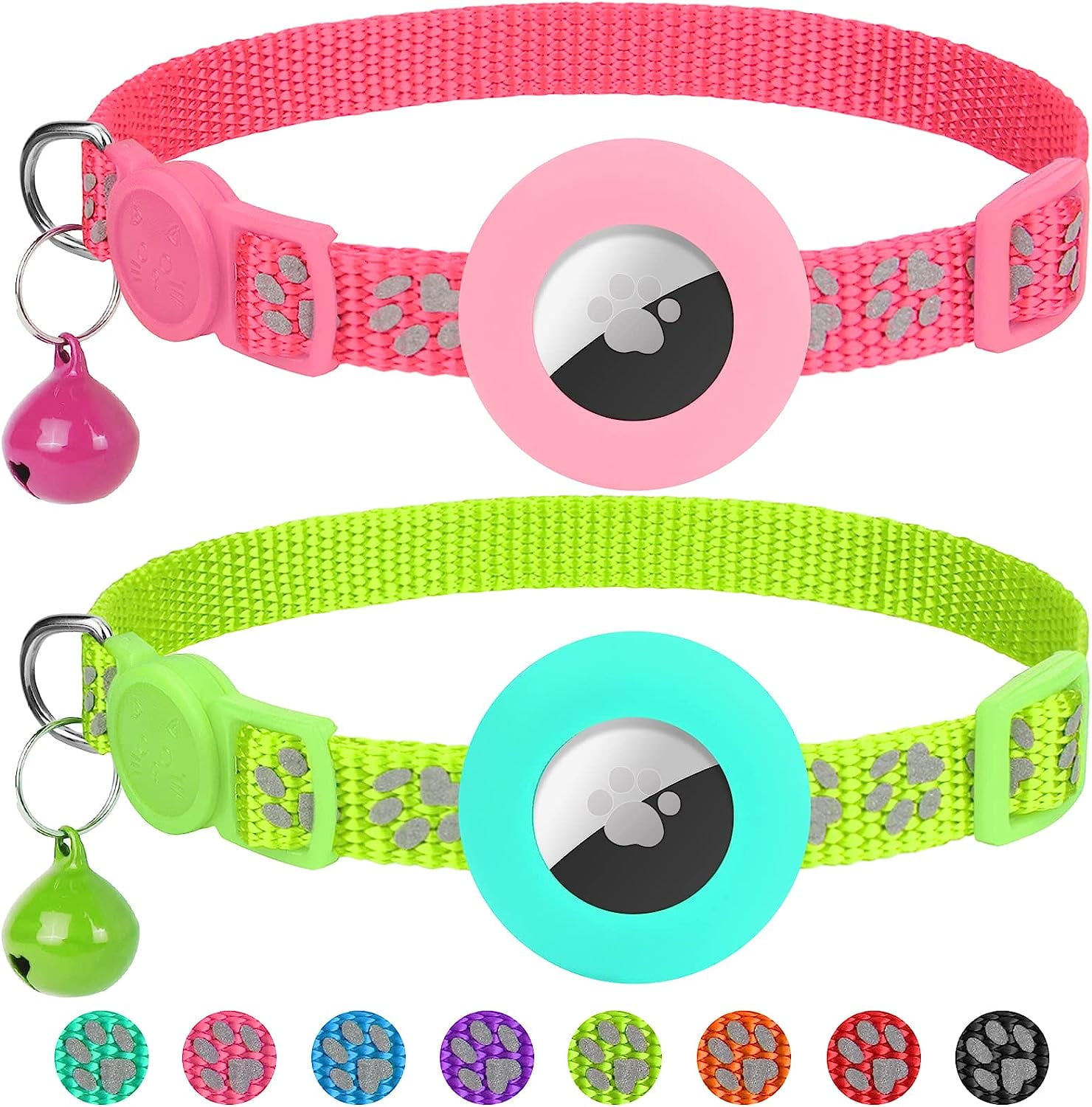 AirTag Cat Collar, 2 Pack Reflective Kitten Collar with Waterproof Air