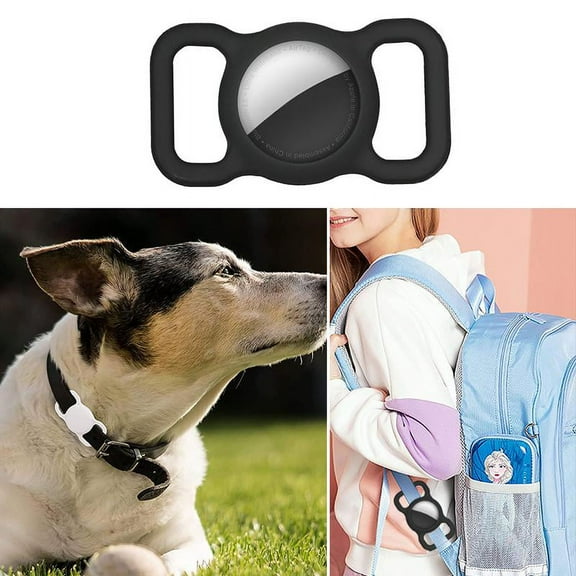 AirTag Dog Collar Anti-Lost Locator Pet Loop Holder - Black