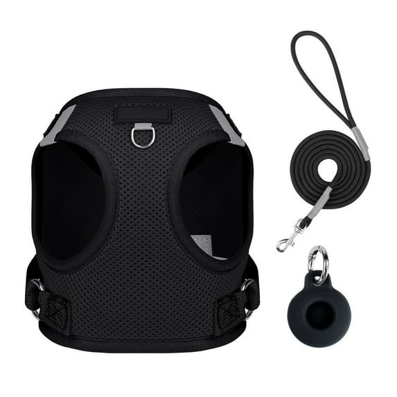 AirTag Dog Harness, Integrated Dog Vest No-Pull No-Choke Reflective Dog Vest Harness with Apple Air Tag Case for Small Medium Dogs