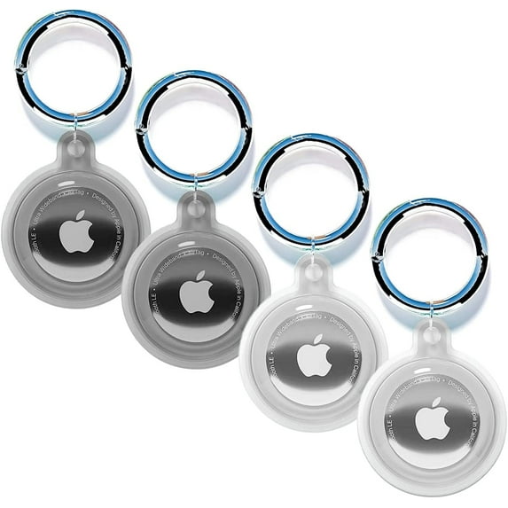 AirTag Holder (4 Pack) Waterproof Compatible with Apple Air Tag Easy to Install and Durable for Keys, Luggage, and More(2*Black& 2*Clear)
