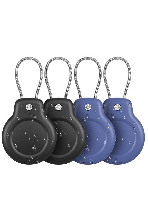 AirTag Holder Case with Keychain 1st/2nd Air Tags-4 Pack for Apple Air Tag Holder with Wire Cable Lock Key Ring Chain Air Tagholder Accessories for GPS Item Tracker Kids,Keys,Luggage