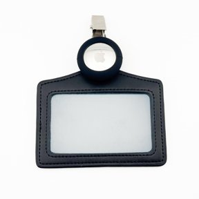 AirTag ID Badge Holder with Clip - PU Leather Work Badge Holder with AirTag Slot, Clear Window and Metal Belt Clip, Trackable ID Card Holder for Office, Nurse, Hospital and Security, Black