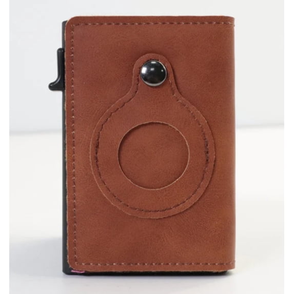 AirTag Wallet Anti Theft Bullet Card Bag Multi-functional Rfid Card Holder Men's Leather Slim Wallets For Airtag Air Tag