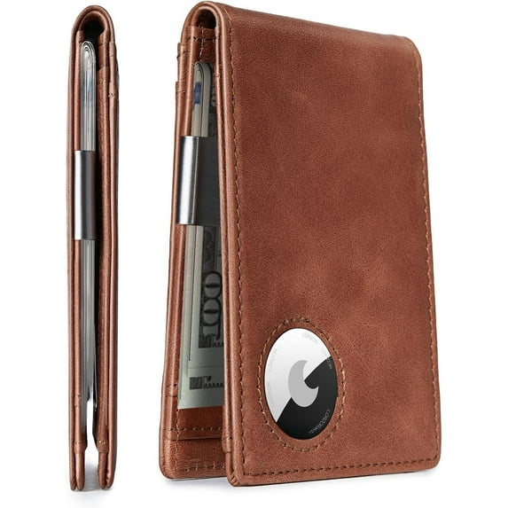 AirTag Wallet with Clip - Mens Bifold Wallets Slim Front Pocket RFID ...