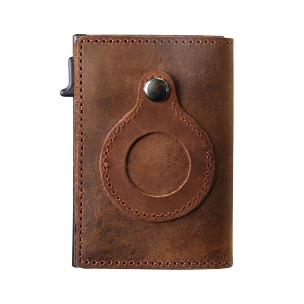  RFID Leather AirTag Wallet (Brown) : Clothing, Shoes