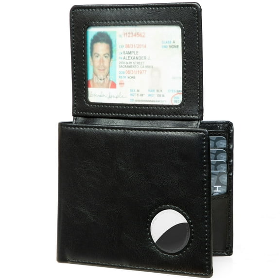 AirTag Wallet - Huztencor Minimalist Front Pocket Mens Wallet for Apple Air Tag Oil Black