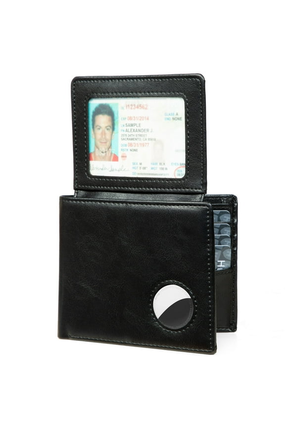 AirTag Wallet - Huztencor Minimalist Front Pocket Mens Wallet for Apple Air Tag Oil Black