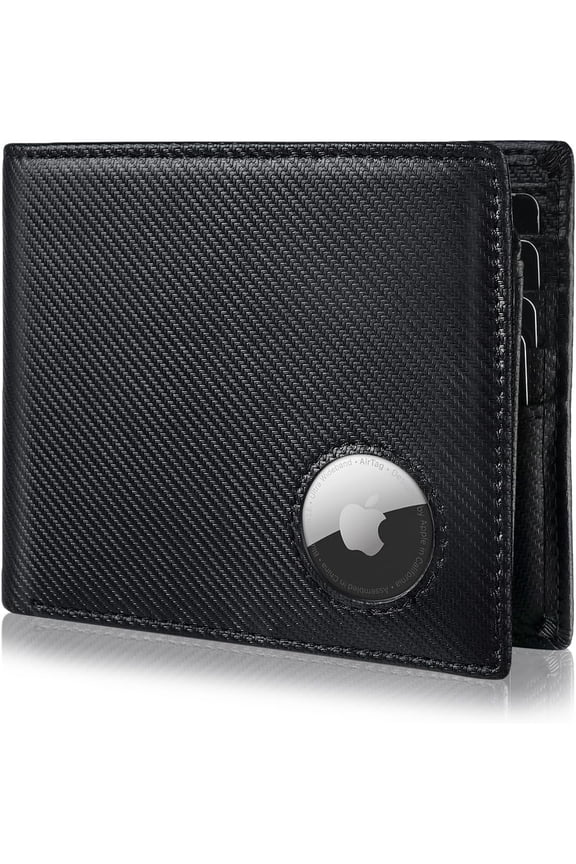 AirTag Wallet for Men Bifold Wallet with AirTag Holder RFID Blocking Wallet With 2 ID Window and 12 Cards Holders Box (Airtag Not included)