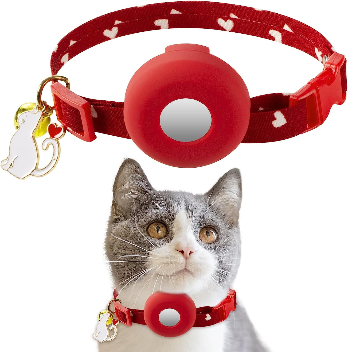 AirTag cat Collar with Air Tag Holder and Bell, Air Tag Case Compatible