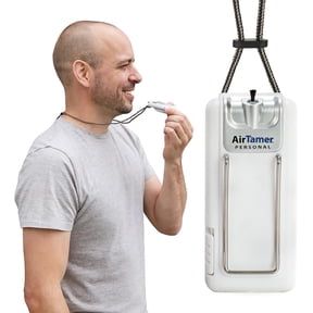AirTamer A302 Personal Air Purifier with Electrostatic Ion Technology, Portable Wearable Air Cleaner, Filterless Battery Operated Design with Metal Travel Case