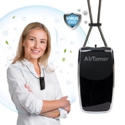 AirTamer A320 Rechargeable Personal Air Purifier, Proven Performance, Virus and Pollutant Tested*, Black with Leather Travel Case