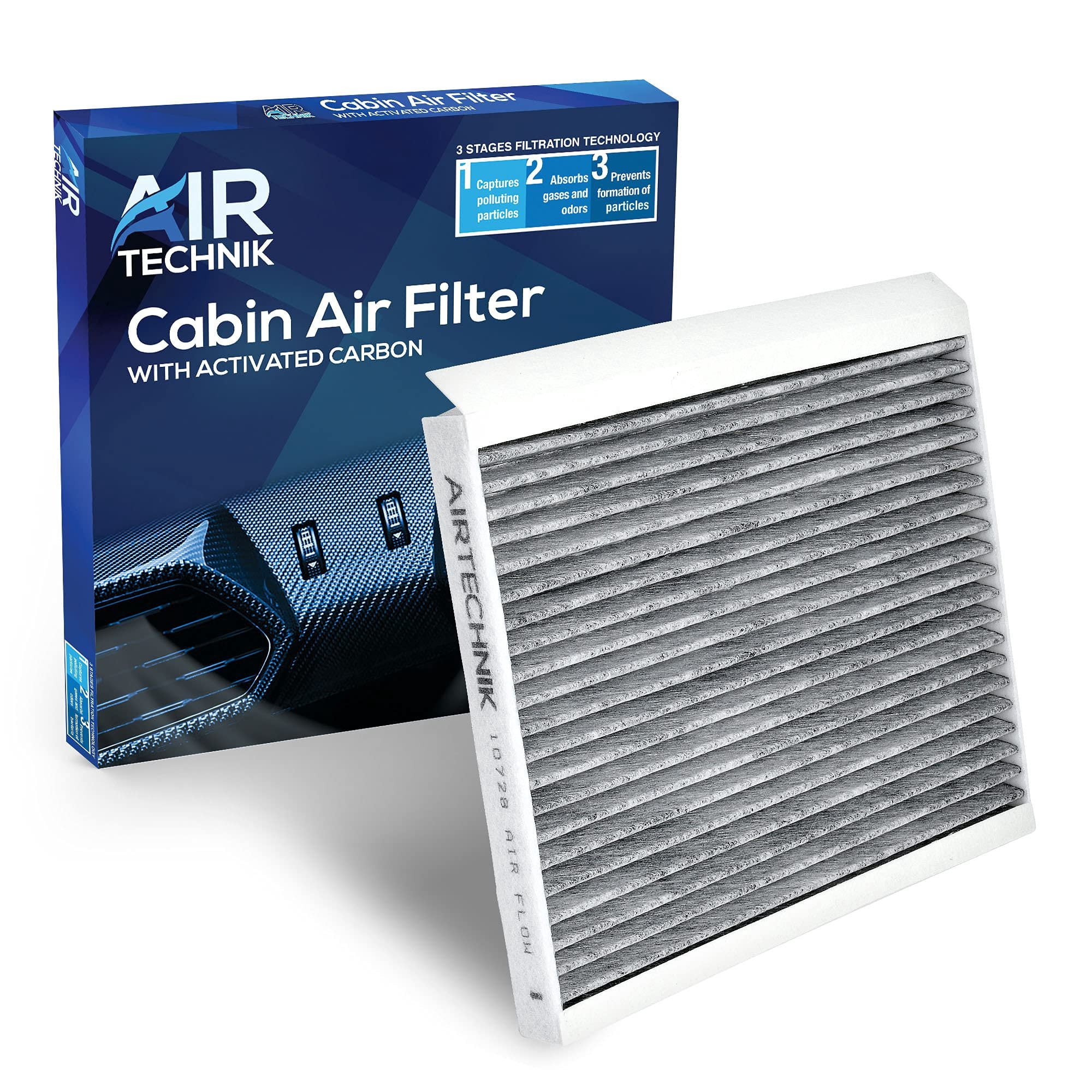 AirTechnik CF10728 Cabin Air Filter w/Activated Carbon  Fits Select 2007-2020 Hyundai Accent, Elantra, Elantra Coupe, Elantra GT, Tucson, ix35, Kia Forte, Forte Koup, Forte5-971332H000
