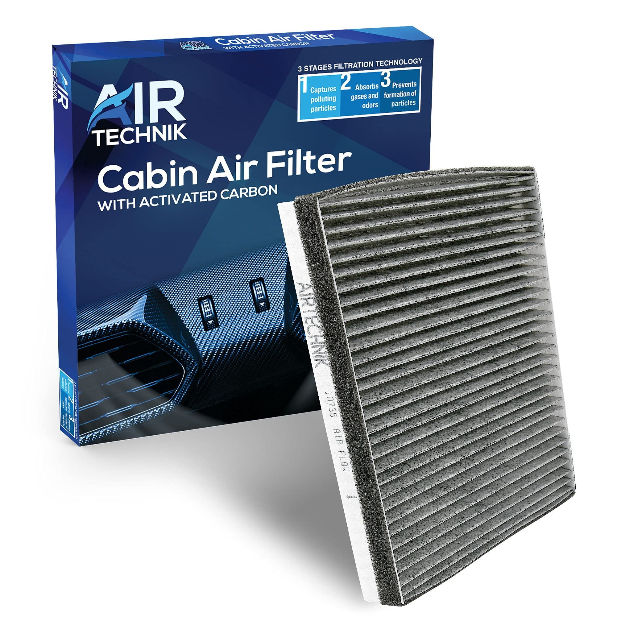 AirTechnik CF10735 Cabin Air Filter w/Activated Carbon  Fits Genesis G80 G90 GV70 GV80, Hyundai Equus, Genesis, Santa Fe/Kia K900, Stinger, Telluride 2011-2026 Select Models - 97133-3M000