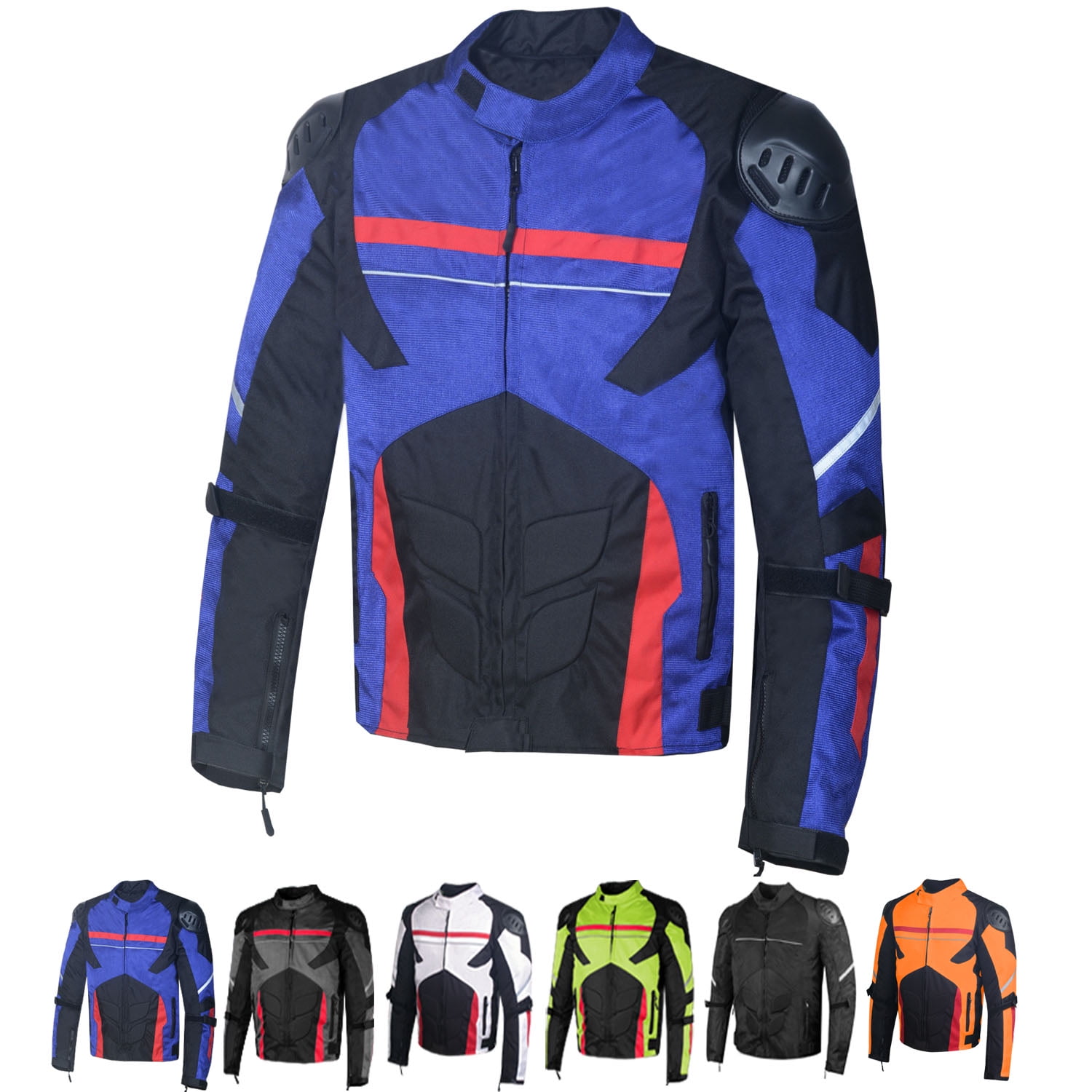 AirTrek Men Mesh Motorcycle Touring Waterproof Rain Armor Biker Jacket Blue XXL