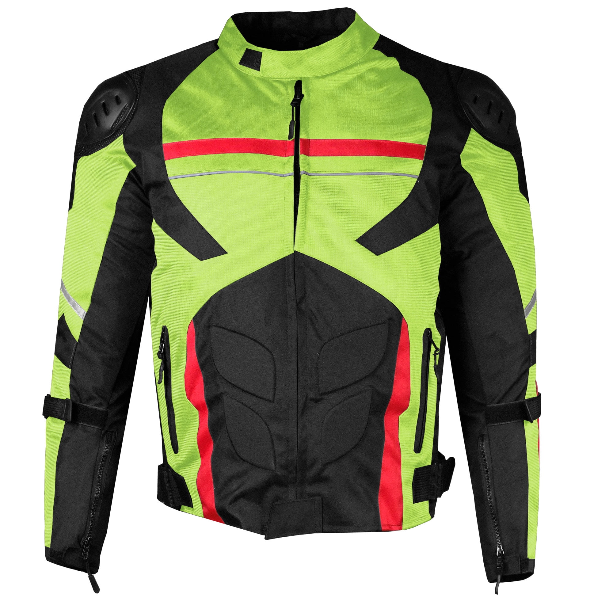 AirTrek Men Mesh Motorcycle Touring Waterproof Rain Armor Biker Jacket Hi Vis Green XXL