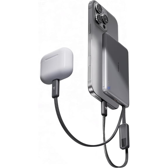 AirVolt Portable Charger,0.5" Ultra-Slim 10000mAh Power Bank, 22.5W Fast Charging Phone Battery Pack with 2 USB-C Cables, Travel Essentials for iPhone 17 Pro Max/17/16/15, Samsung, Google