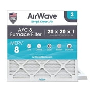 AirWave 20x20x1 MERV 8 Pleated HVAC AC Furnace Air Filter, 2-Pack
