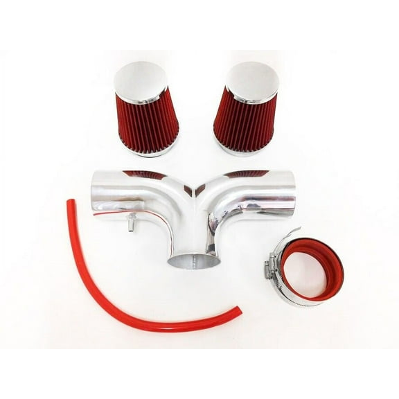 AirX Racing Dual Twin Air Intake Filter Kit For 2003 2004 2005 2006 2007 2008 Dodge Ram Hemi 5.7L V8 (Red)