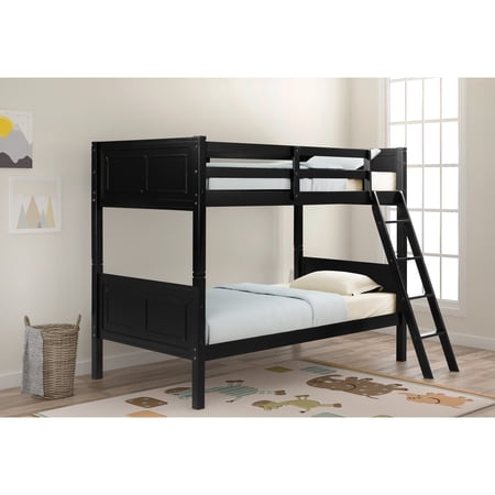 Aira Twin Over Twin Bunk Bed with Angled Ladder by Naomi Home, Black
