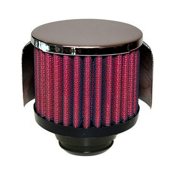 Airaid 772-490 Breather Filter; PCV; 1.25 in. ID; 3 in. OD; Chrome Top Shielded; Push On; L-2.5 in.; [Available While Supplies Last];