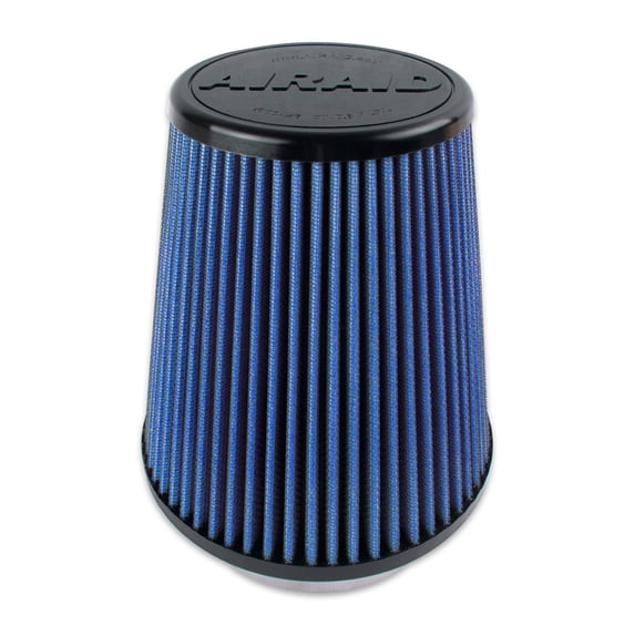 Airaid 703-458 Universal Clamp-On Air Filter: Round Tapered; 4 in (102 mm) Flange ID; 7 in (178 mm) Height; 5.844 in (148 mm) Base; 4.719 in (120 mm) Top