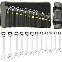 Airaj 12 Pcs Ratcheting Wrench Set Metric 8-19 mm, Ratchet Wrenches Set for Car and Home Repair