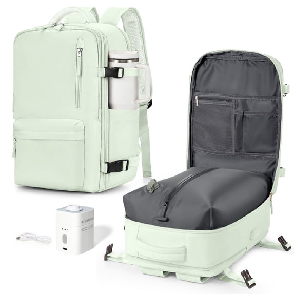 Airback Travel Backpack with Vacuum Seal Compression, Vacpack Backpack for Travel with Air Pump, Personal Item Carry on Bag Airlines Approved, Water Resistant Airbag Vacuum Backpack College Daypack