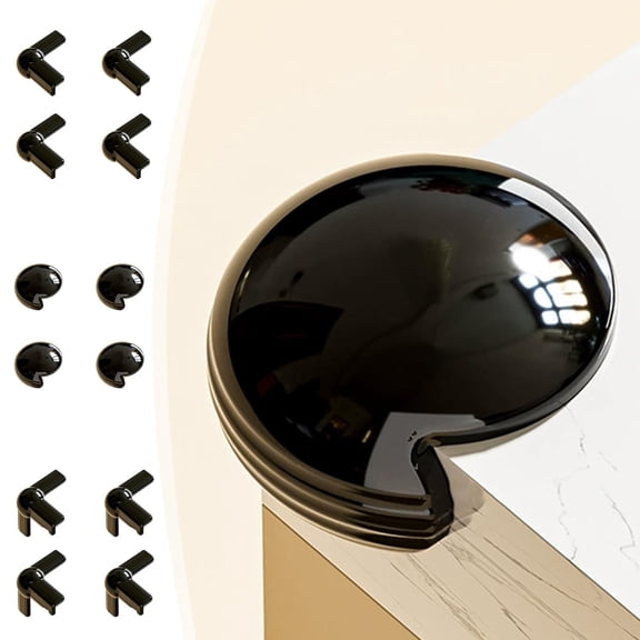 Airbag Anti Collision Corner Guard Soft PVC Cushioning Self Adhesive No Residue Multi Shape Furniture Edge Protector Set For Home Kid Safety Protection(Black)