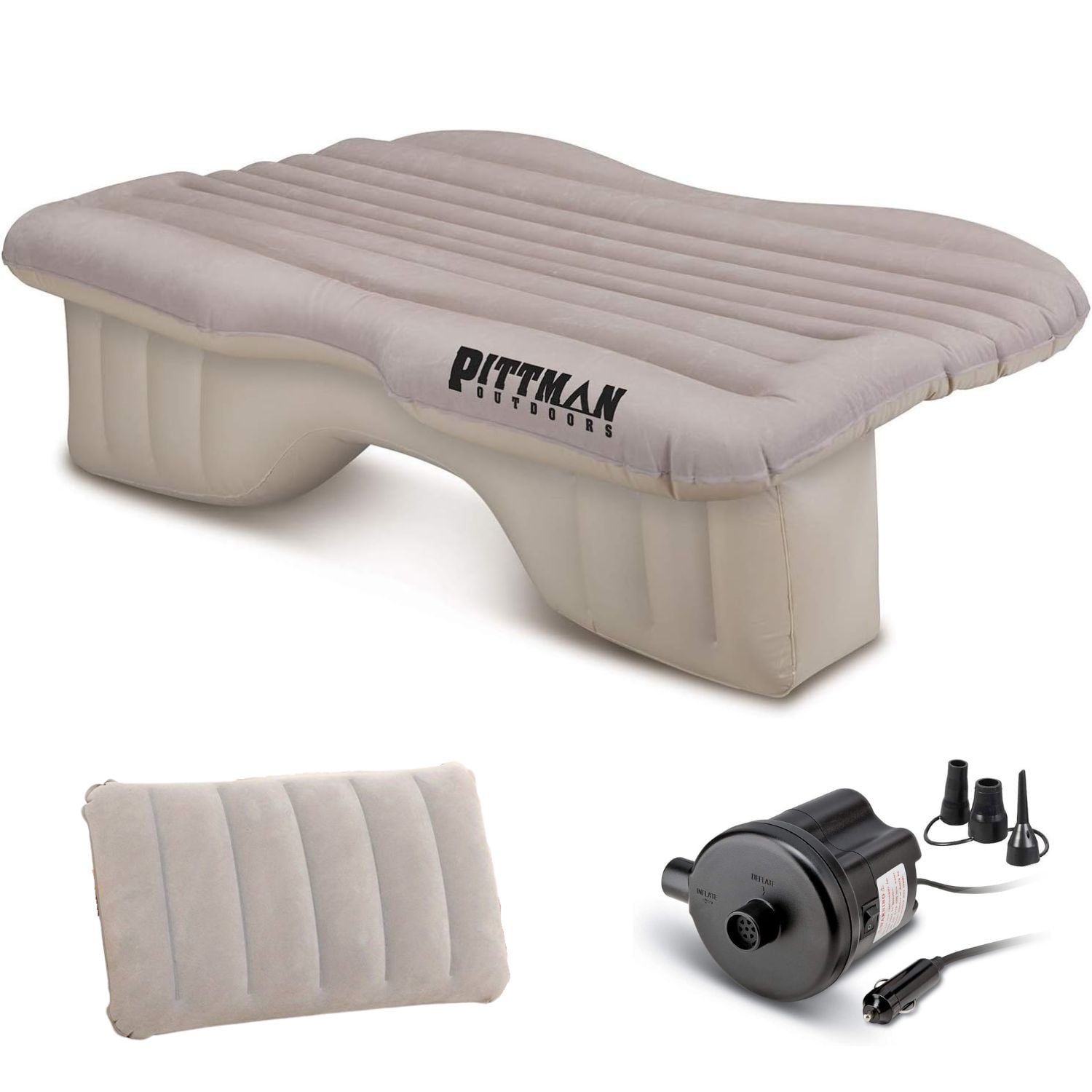 Pittman Outdoors - Rear Seat Air Mattress with DC Pump for Cars, SUVs & Mid-Size Trucks – Fits Jeep, Toyota, Ford, Chevy - Tan