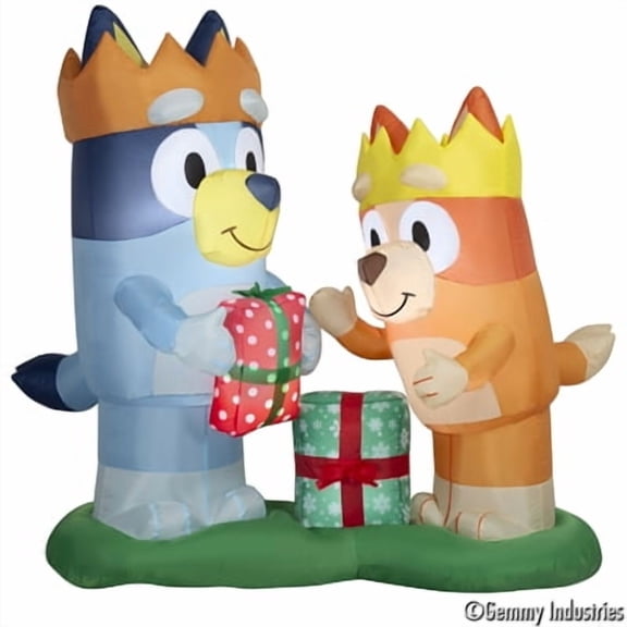 Airblown Christmas Light Bluey and Bingo with Presents Scene BBC 5.6 ft