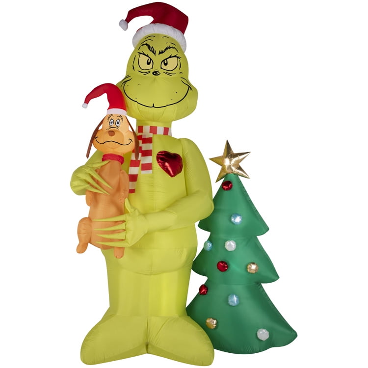 Airblown Christmas Light-Grinch Holding Max Scene-Colossal-Dr. Seuss